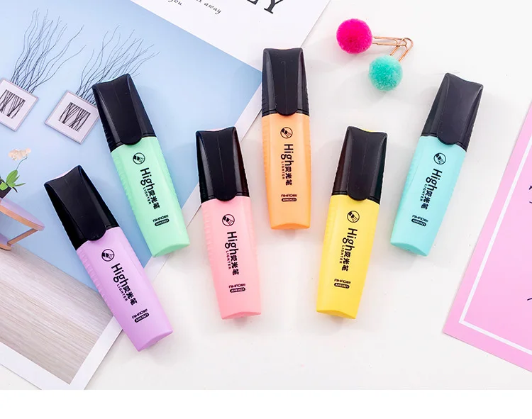Мини-маркер 6 цветов, милый маркер для рисования макарун, офисные школьные принадлежности, подарок, рекламный подарок