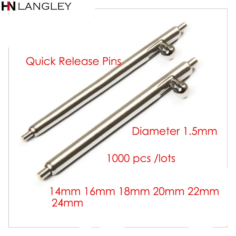

1000pcs/lots diameter 1.5mm size 12/14/16/18/20/22/24 mm Watch band Spring bar Quick Release pins Switch Parts For Smart Watches