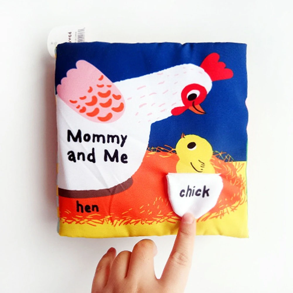 mommy and me 12 страниц Развивающие игрушки для малышей Горячие младенческие Дети Раннее развитие тканевые книги мультфильм животное обучение разворачивание деятельности книги - Цвет: mommy and me
