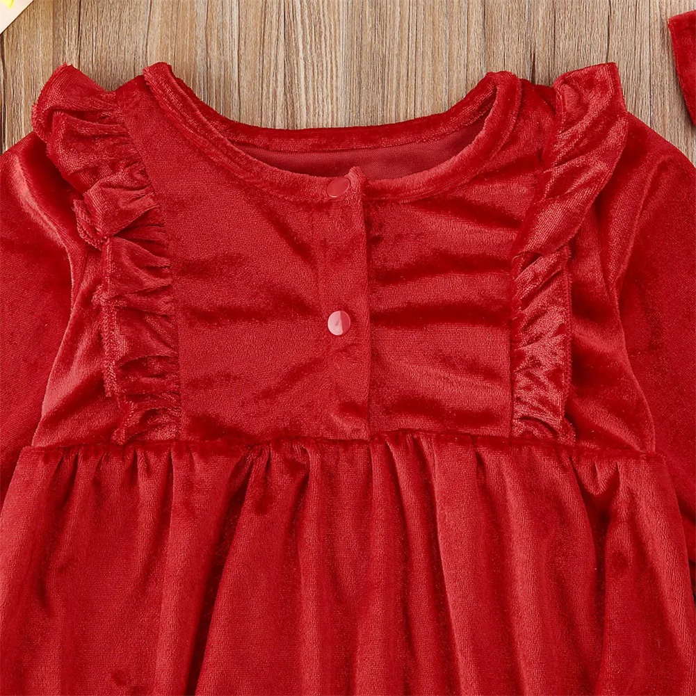 Вельветовый комбинезон для маленьких девочек 0-24 месяцев; однотонные комбинезоны с оборками и длинными рукавами; повязка на голову; Одежда для новорожденных