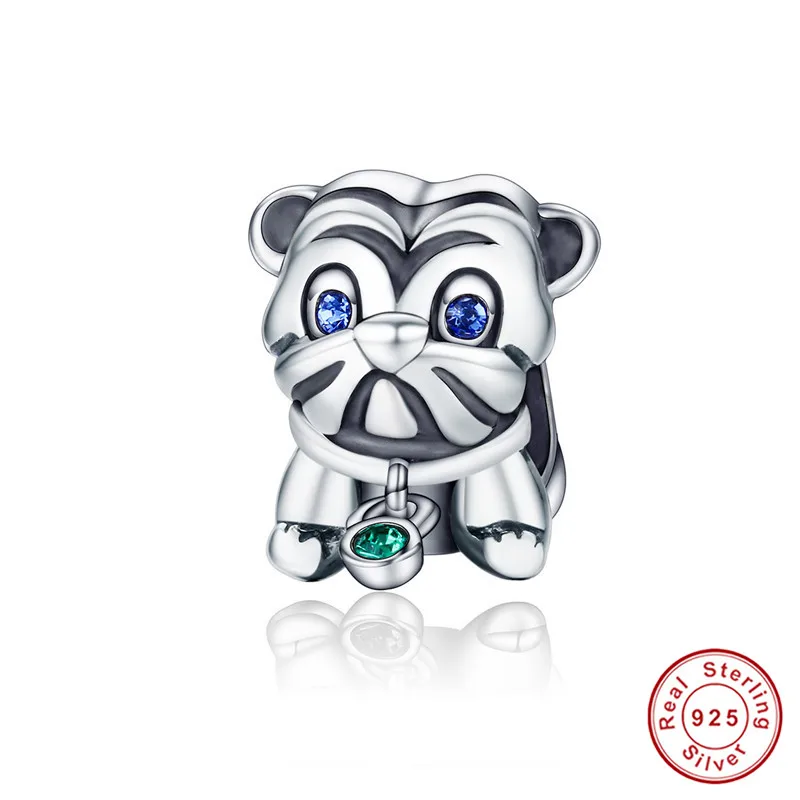 Браслет Pandora,, 925 пробы, серебряный, милый слон, собака, медведь, кошка, подвески, S925 жук, бусины в виде зебры для изготовления ювелирных изделий