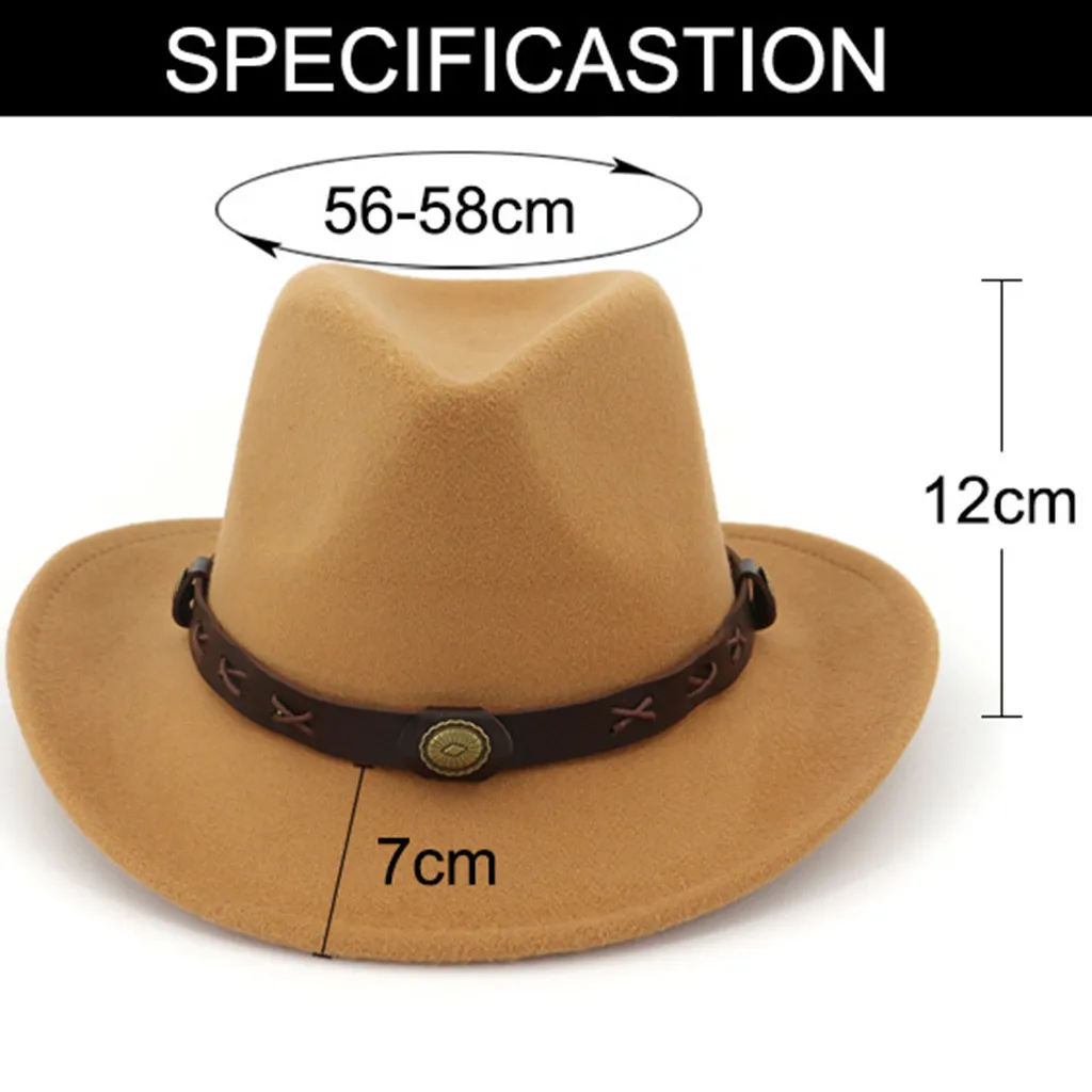 Women Men Wool Vintage Felt Fedora Hat With Wide Brim Gentleman Elegant Lady Winter Autumn Jazz Caps Cattleman Outdoor Hat D5
