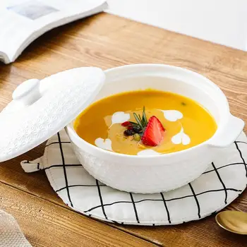 

Japanese Large Ceramic Soup Bowl With Lid Chinese Soup Pot Creative Thickened Instant Noodle Bowls Kitchen Tableware