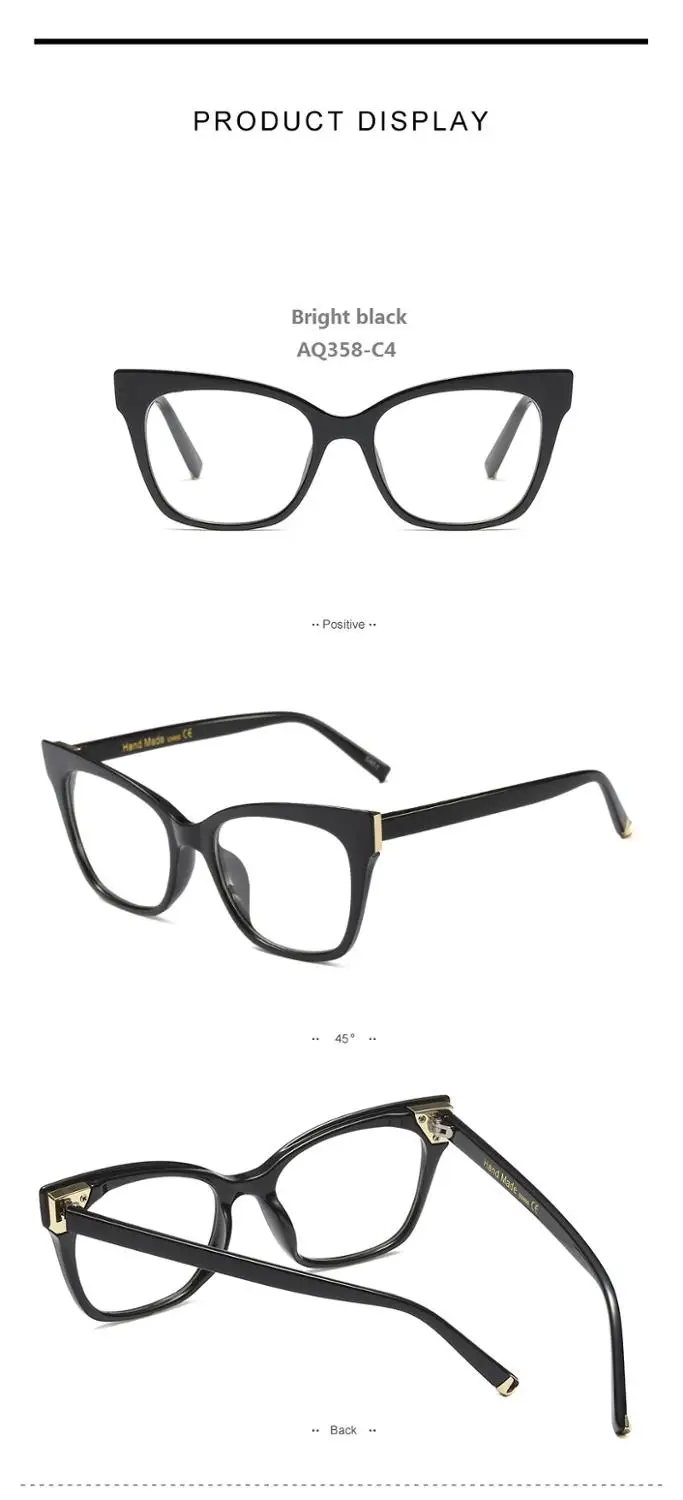 AQ358-C4 Women Fashion Concise Oversized Frame Cat Eye Light Cosy Reading Glasses Presbyopia 0.5 1.0 1.5 2.0 2.5 3.0 3.5 4.0 Diopter - Цвет оправы: AQ358-C4