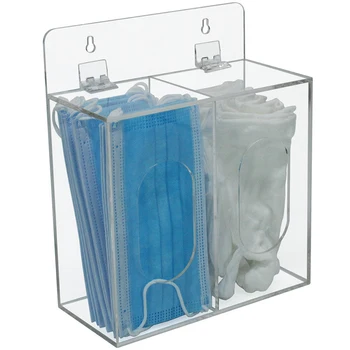 

Disposable Mask Storage Box Wall-Mounted Transparent Double Grid Storage Box Tissue Tissue Organizer