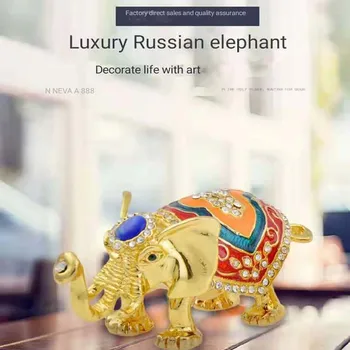 

YILUNXI Luxury jewelry elephant decoration metal crafts jewelry box enamel painted elephant bedroom living room decoration