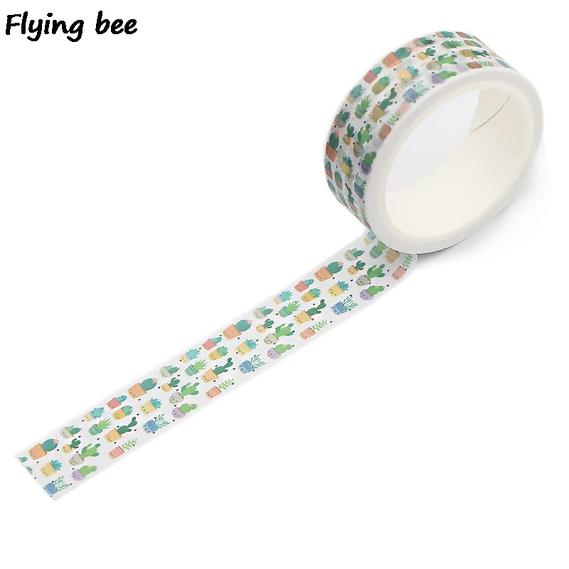 Flyingbee 15 мм X 5 м бумажная васи лента кактус Милая клейкая лента DIY Скрапбукинг наклейка этикетка блокнот маскирующая лента X0501
