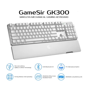 

GameSir GK300 2.4G Bluetooth Wireless Gaming Keyboard Backlit Cherry Mx Switches TTC 104 Keycaps Red Switch Mechanical Keyboard