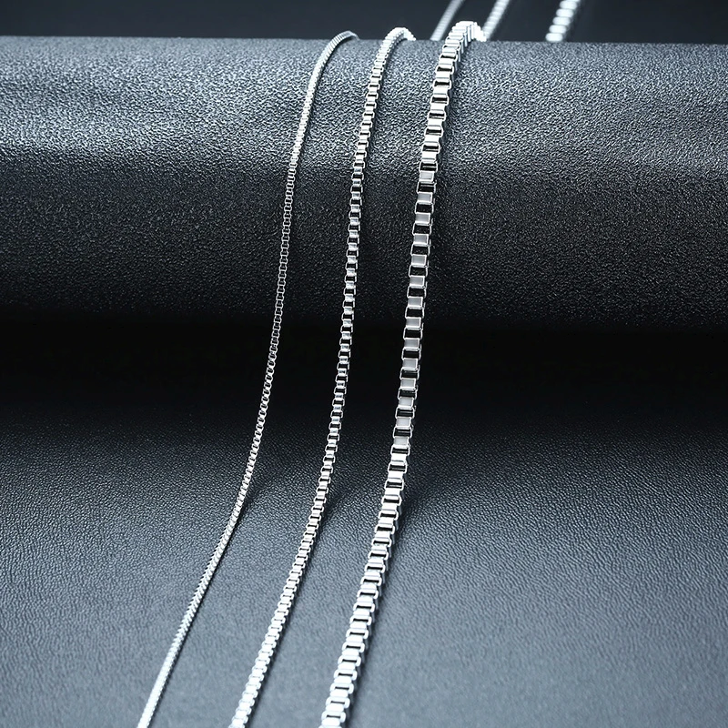 CUBE VENETIAN BOX CHAINS NECKLACES DELICATE SQUARE LINKS STAINLESS STEEL CHAINS 2MM 4.5MM NECKLACE FOR MEN WOMEN 18 TO 24 INCH - Image 2