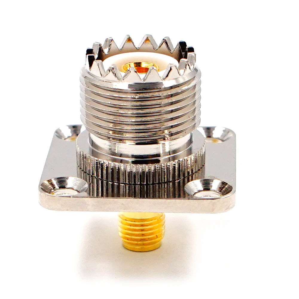 ぼる 1x UHF Female PL259 SO239 To SMA Femal 4 Hole Flange Panel Mount
