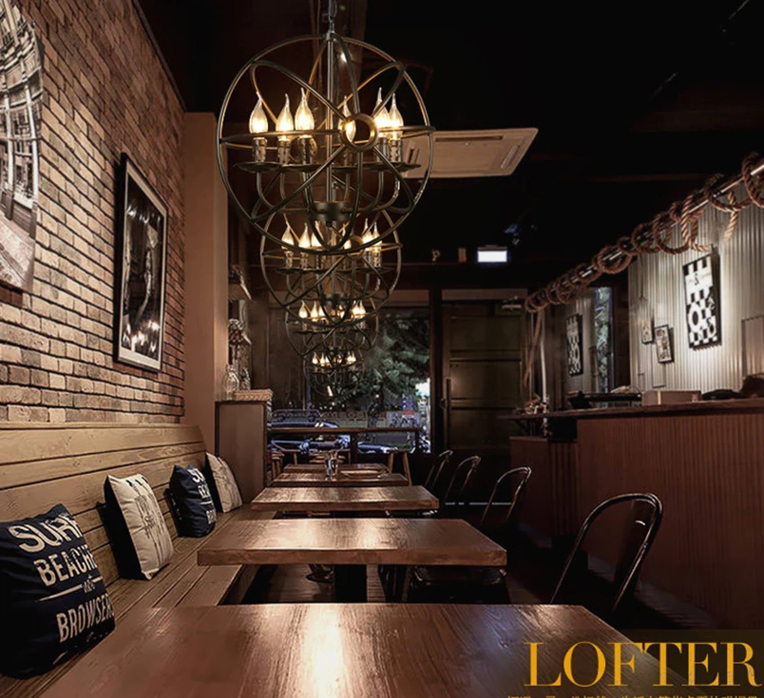 Modern Loft LED Chandelier Lighting Retro Iron Lampshade Pendant Lamp Living Room Restaurant Bedroom Cafe Decor Wrought Hanglamp