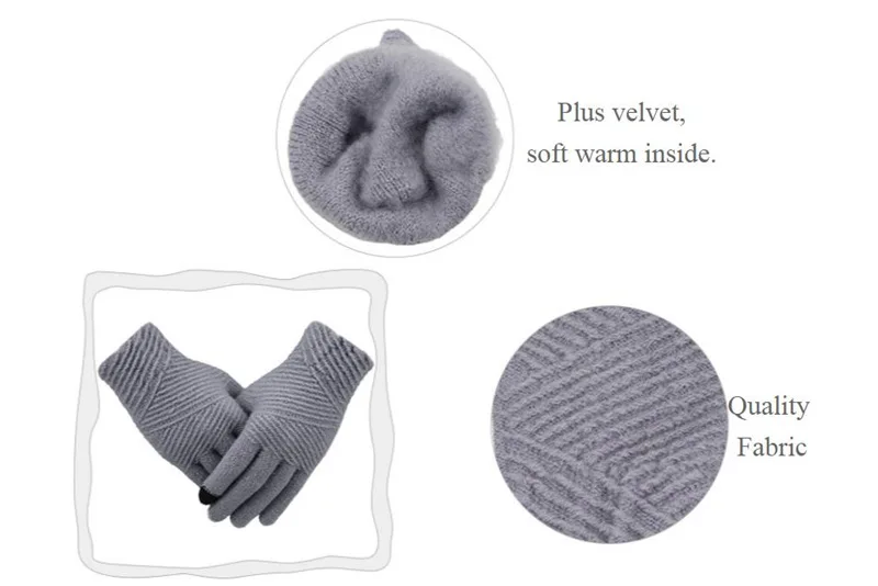 Зимние перчатки для женщин, одноцветные, в стиле пэчворк, удобные, высокое качество, вязаные, для работы, пять пальцев, женские перчатки, теплые