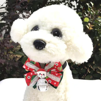

Papipet Christmas Gift Pet Collar Dog Cat Holiday Bow Tie Handmade Bow Bells Pet Accessories