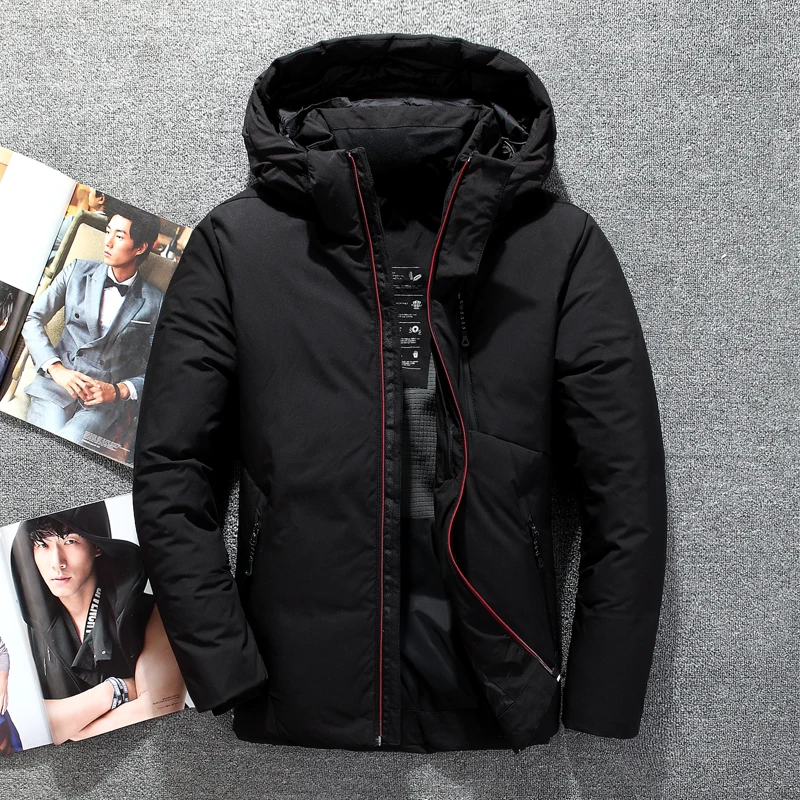 

Casual Men's Winter Down Jacket Grey Red Black Color Windproof Waterproof White Duck Down Jacket Man Keep Warm Down Coat Male