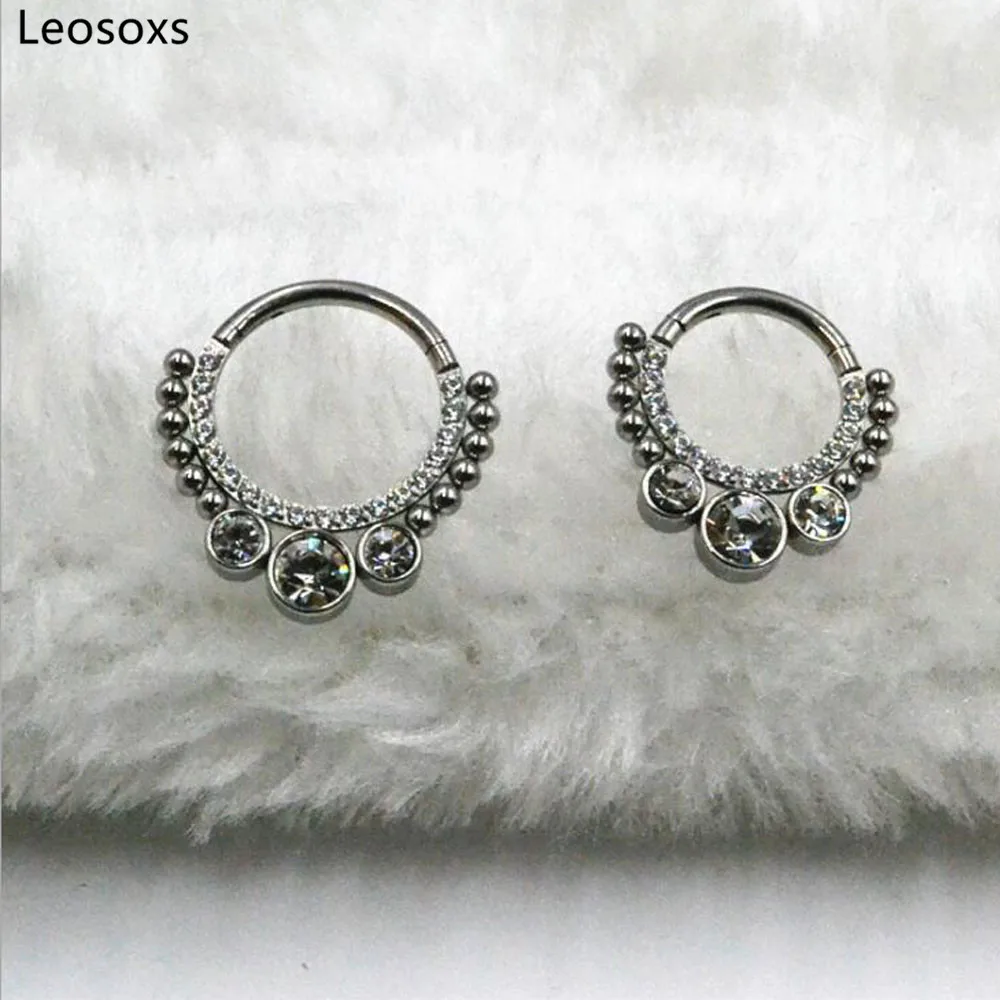 Leosoxs 1pc 16G Nasal Septum Nasal Nails Nose Ring Closed Ring Earrings Cochlear Nail Piercing Fashion Jewelry New