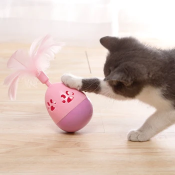 

Interactive Funny Pet Cat Play Toys Tumbler Ball Toy Hollow Cat Footprints Teaser Wobble Toy with Feather toy Pets Supplies