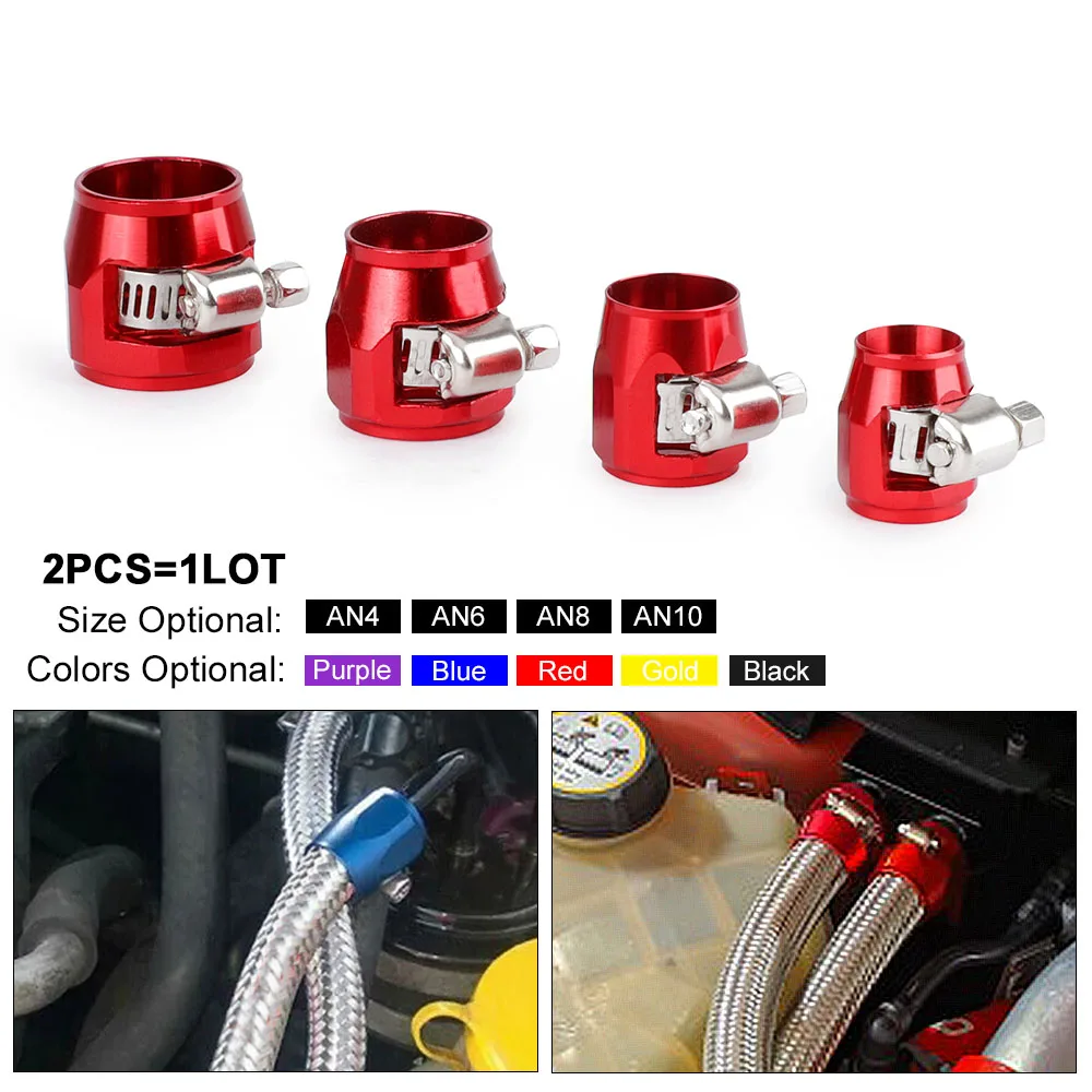 

1lot=2pcs AN6 AN8 AN10 AN12 AN4 Hose Clamp End Fuel Pipe Clip Oil Water Tube Hose Fittings Finisher Clamps Hex Finishers