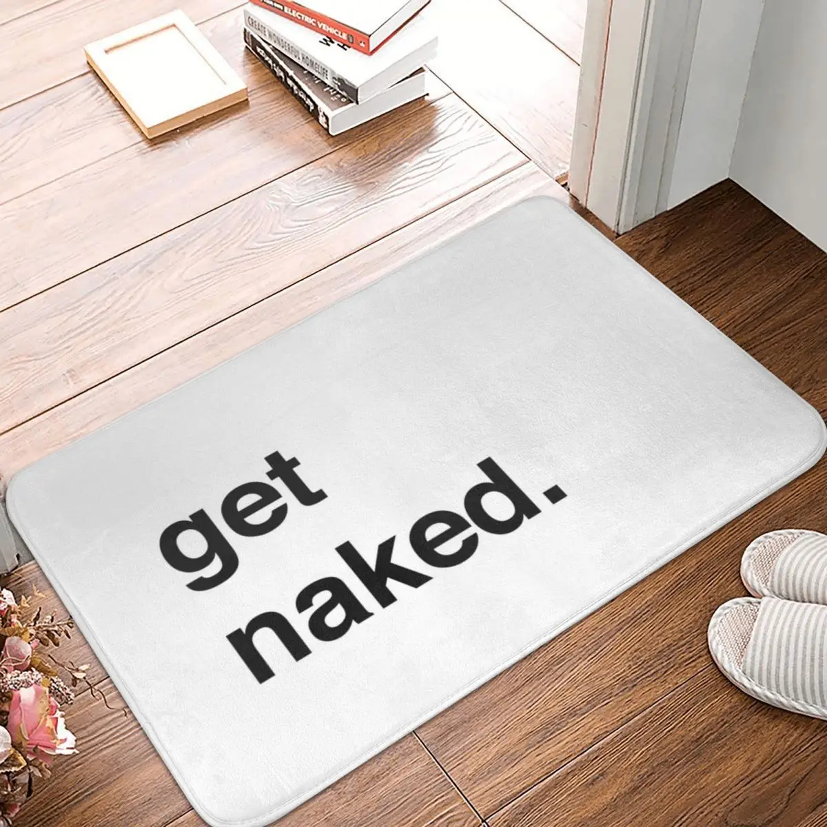 Черно-белый коврик для прихожей Get Naked ковер полиэстер противоскользящий