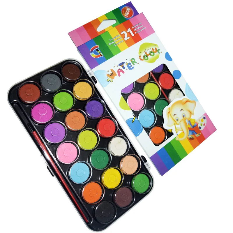 

Manufacturers Supply 21-Color Circle Watercolor Pressed Powder Transparent Concave Square Cover Solid Pigment