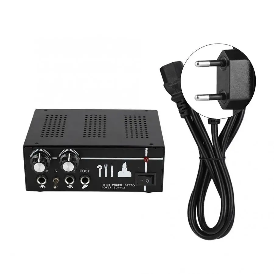 EU Plug Принадлежности для татуировки, профессиональный двойной цифровой ЖК-дисплей, тату-машина, источник питания для тату-машины, черный ножной переключатель - Цвет: EU Plug