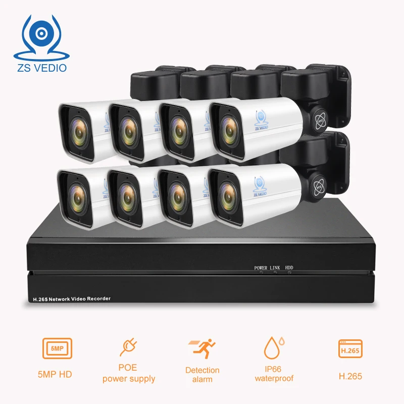  ZSVEDIO Surveillance IP Camera 8CH H.265 PTZ 5.0MP POE 4X Zoom NVR Kit CCTV System Full HD Video Se - 32966300764