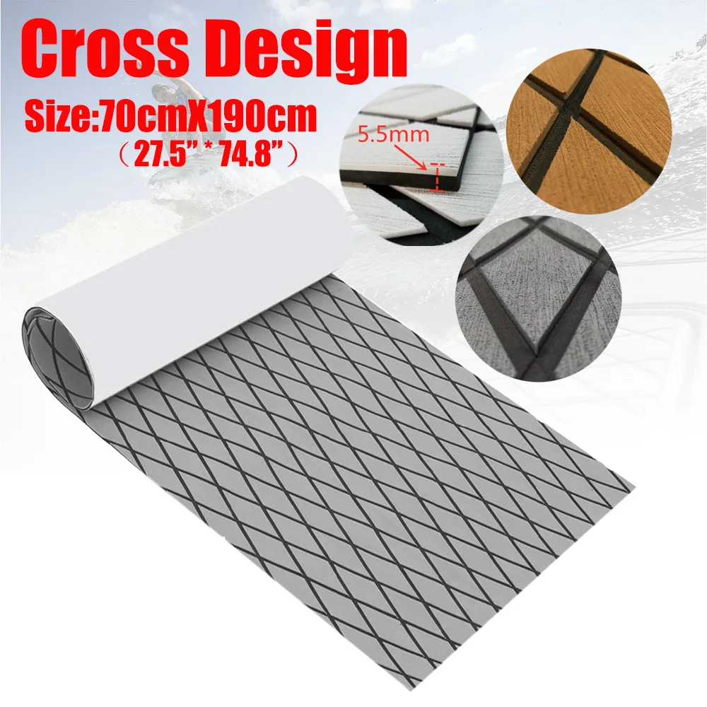 EVA Teak Decking Sheet 94.5"35.4" Yacht Marine Carpet Flooring Mat Non Skid Self Adhesive Cross Design Sea Deck Boat Accessories