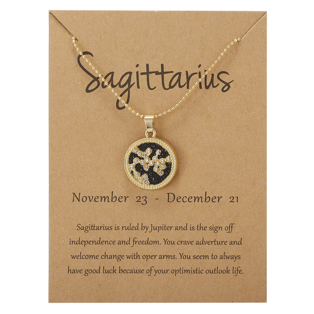 Zodiac Constellations Necklace Geometric Round Pendant Gold Silver Color Chain Necklace Unisex Friendship Jewelry Lover Gifts