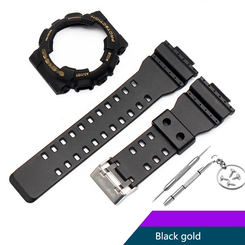 black gold Чехол для часов EIMO+ ремешок для casio g Ударопрочный силиконовый браслет blet casio ремешок для часов анти-осень Смарт-часы аксессуары пряжка - Цвет ремешка: black gold