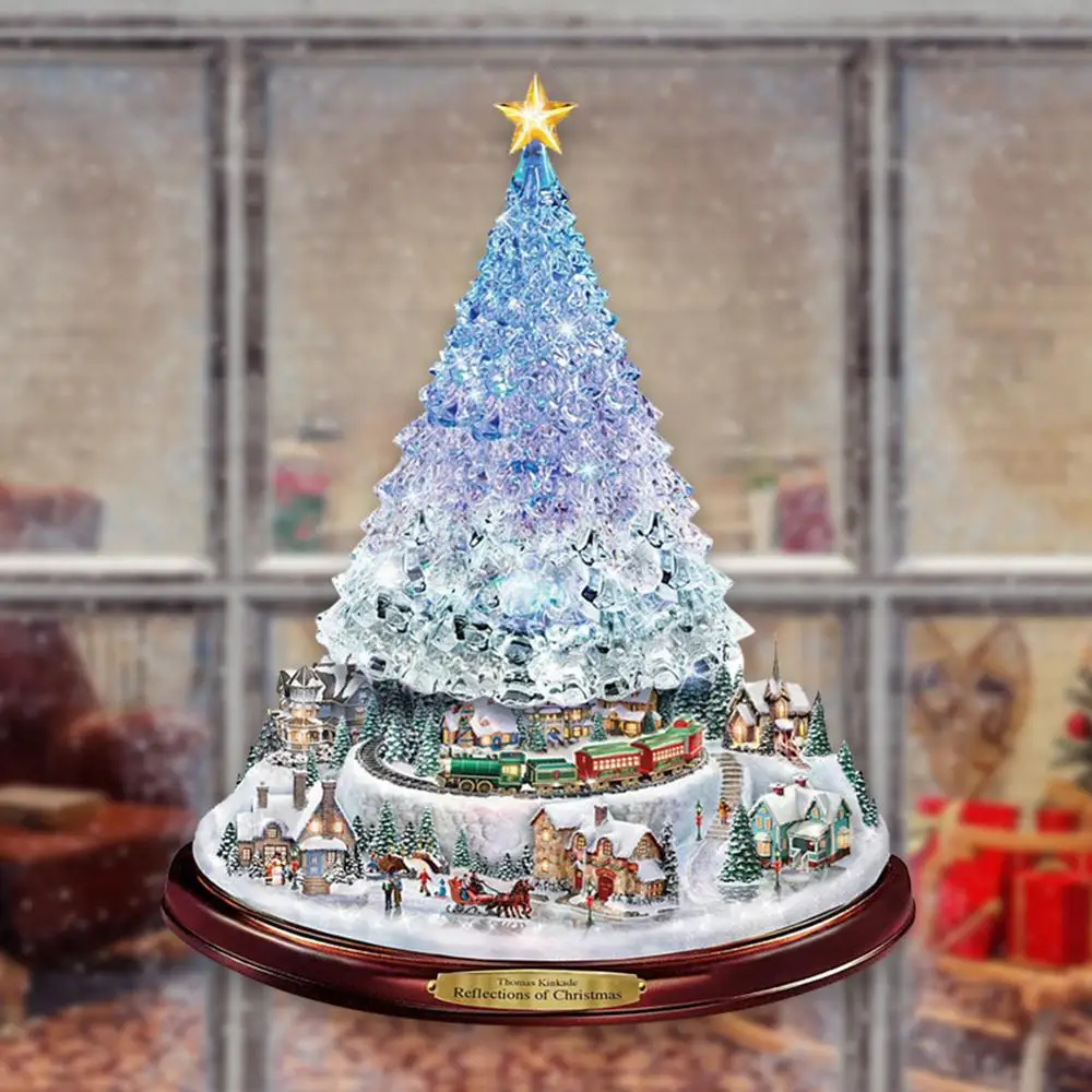 

Christmas Tree Rotating Sculpture Train Decorations Paste Window Paste Stickers Kerst Decoratie Doll Hang Decorations Navidad