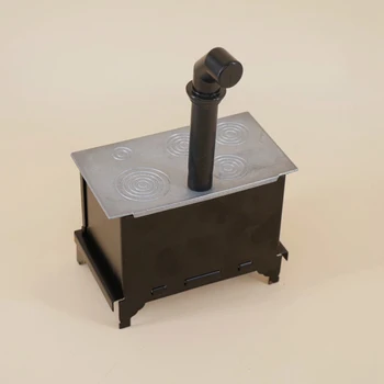 

Furniture Toy Gift Doll House Kids Cooking Accessories Ornament Chimney Home Decor Stove Kitchen Old-fashioned Mini Iron