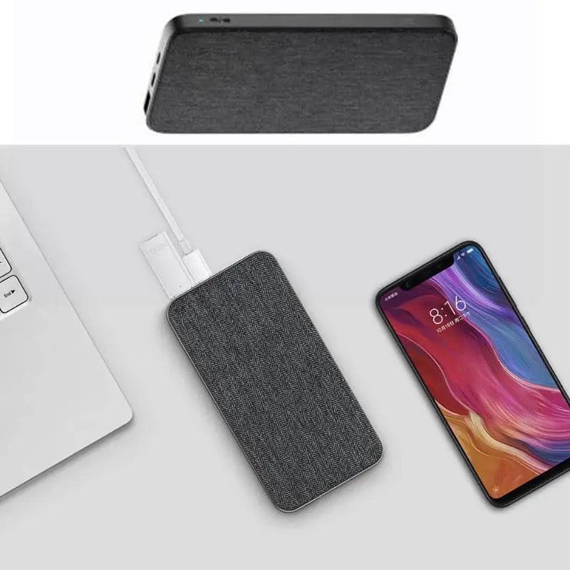 Xiaomi ZMI 10000mAh power Bank модная серая ткань QC3.0 PD type-C PD Двусторонняя Быстрая зарядка 18 Вт внешняя батарея для iPhone