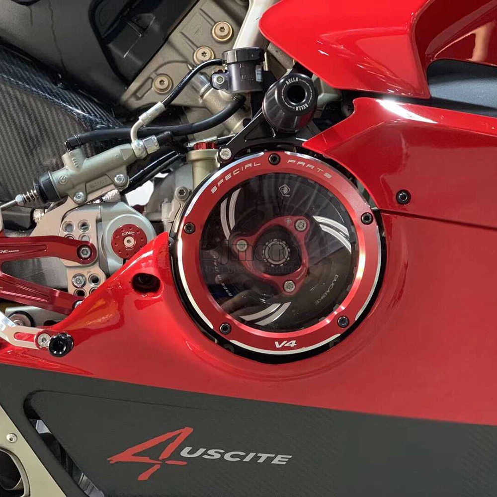 BJMOTO Мотоцикл с ЧПУ гонки прозрачные Кожух Сцепления нажимного диска для& пружинный фиксатор R для поездок на мотоцикле Ducati 1199/1299/959 Panigale двигателя протектор