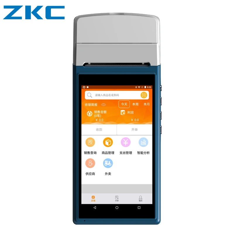 ZKC Android Smart Handheld POS 3g/wifi/Bluetooth с термопринтером сканер штрих-кода сенсорный дисплей