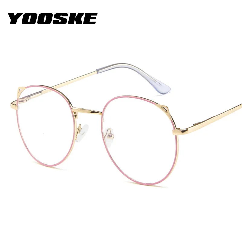 

YOOSKE Cat Eye Glasses Women Anti Blue Light Eyeglasses Frames Female Gaming Computer Eyewear Metal Spectacles