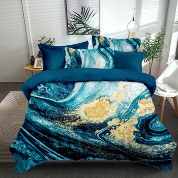 

3D Marble Pattern Bed Duvet Cover Set Home Bedclothes Guest Room Quilt Cover Pillowcase US Twin EU Single Adults Bedding Set
