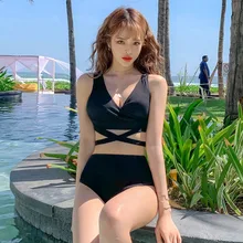 Купальник из двух частей для похудения, бикини с высокой талией, корейский купальник для женщин, Модный Купальник для подростков, танкини, бикини, одежда для плавания размера плюс