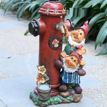 

American Dwarf Fire Hydrant Faucet Art Sculpture Cute Figurines Resin Crafts Outdoor Garden Garden Court Home Decorations R4683
