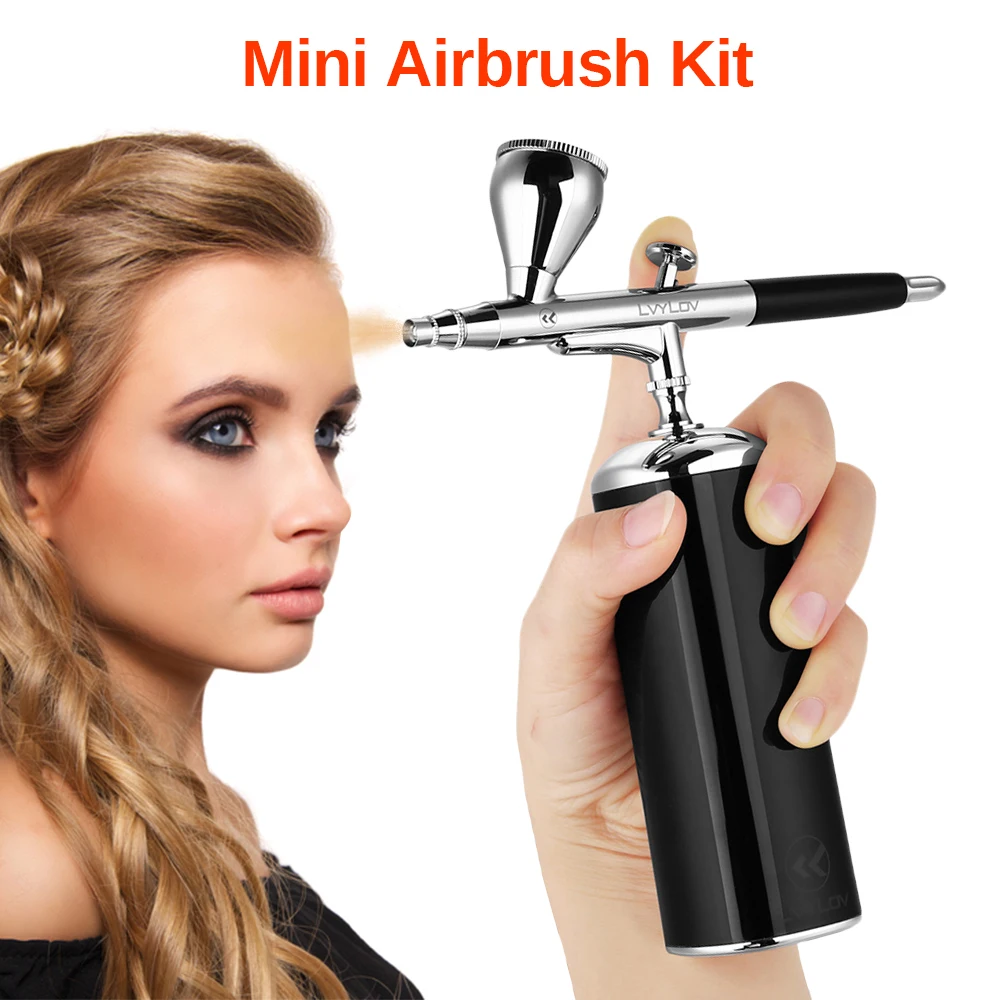 Portable Airbrush Kit with Dual-Action Airbrush Gun Mini USB Rechargeable Air Compressor Low Noise for Art HobbyMakeupNail Art