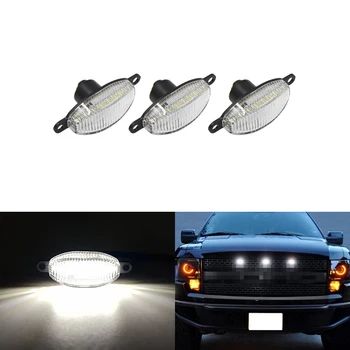 

White Amber LED Front Grille Running Marker Lights For Ford F-150 SVT Raptor 2010-2014 OEM#AL3Z-15442-C