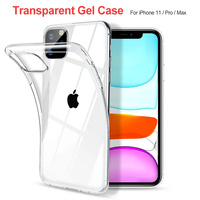 Прозрачный чехол для телефона iPhone 11 мягкая/Жесткая задняя крышка из ТПУ с
