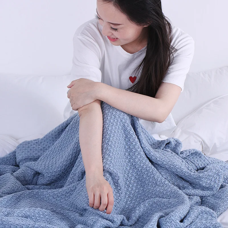 

Lang gao New Style Pure Cotton Knitted Blanket Small Heart Pattern Thread Blanket Air Conditioner Blanket