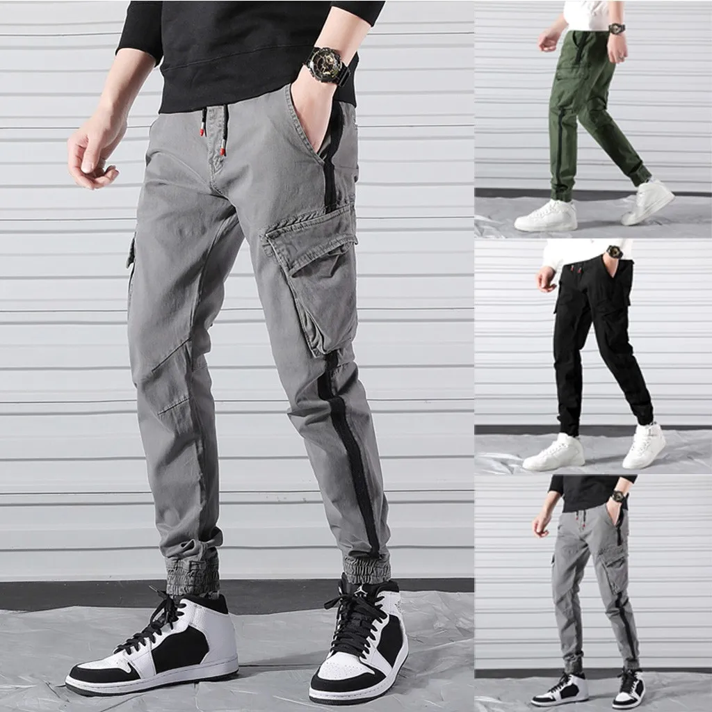 KANCOOLD Pants Straight High Street Men Pant Men's Casual Cotton Slim Fit Sport Long Pants Pocket Trousers Nov6