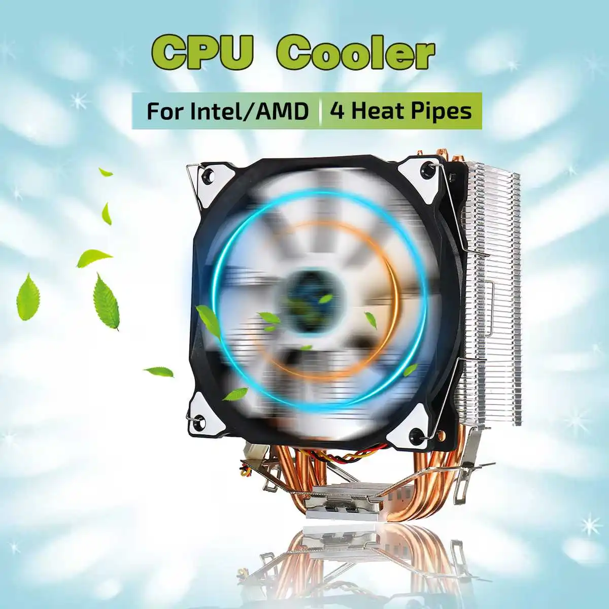 CPU Cooler 4 Copper Heatpipes Heatsink 3Pin 120mm Fan Cooler CPU Cooling Fan PC Quiet For LGA 775/115X//1366 and AMD