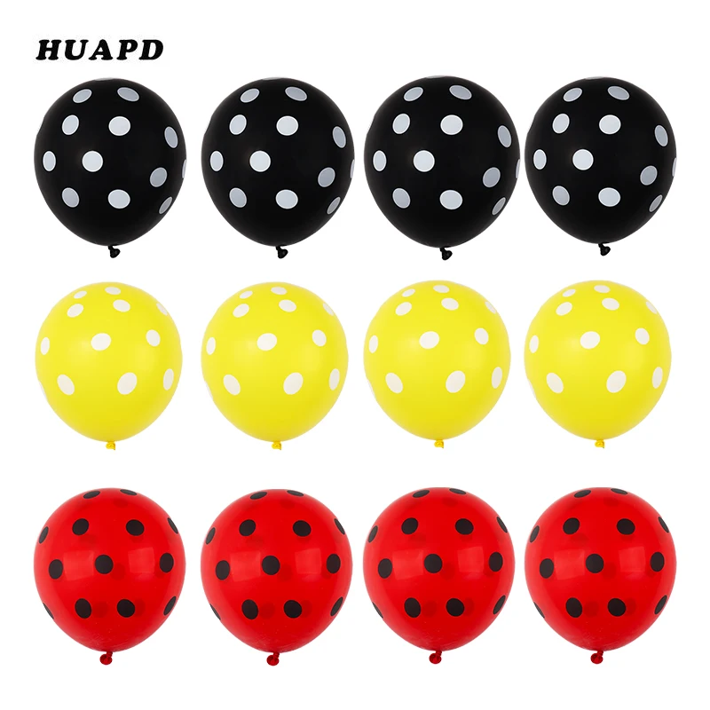 12pcs/lot 12" latex Balloons/ Mickey Themed Party Decors/ Black Yellow& Red Balloons/ Baby Shower First Birthday Decors
