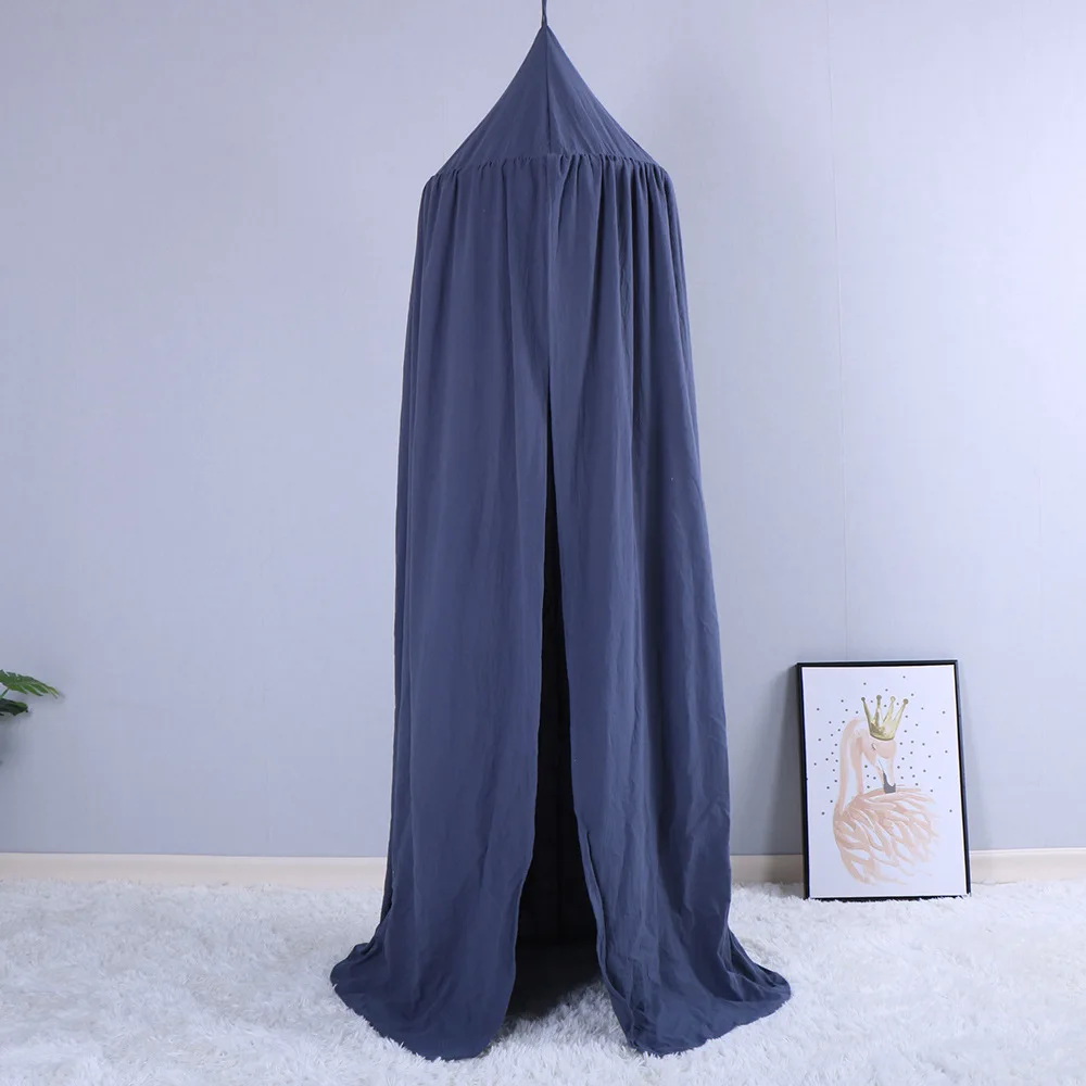 Dark Blue Хлопковый навес для детей, москитная сетка, Анти Москитная принцесса, навес для кровати, для девочек, украшение для комнаты, навес для кровати, для борьбы с вредителями, отклоняющаяся сетка - Цвет: Dark Blue