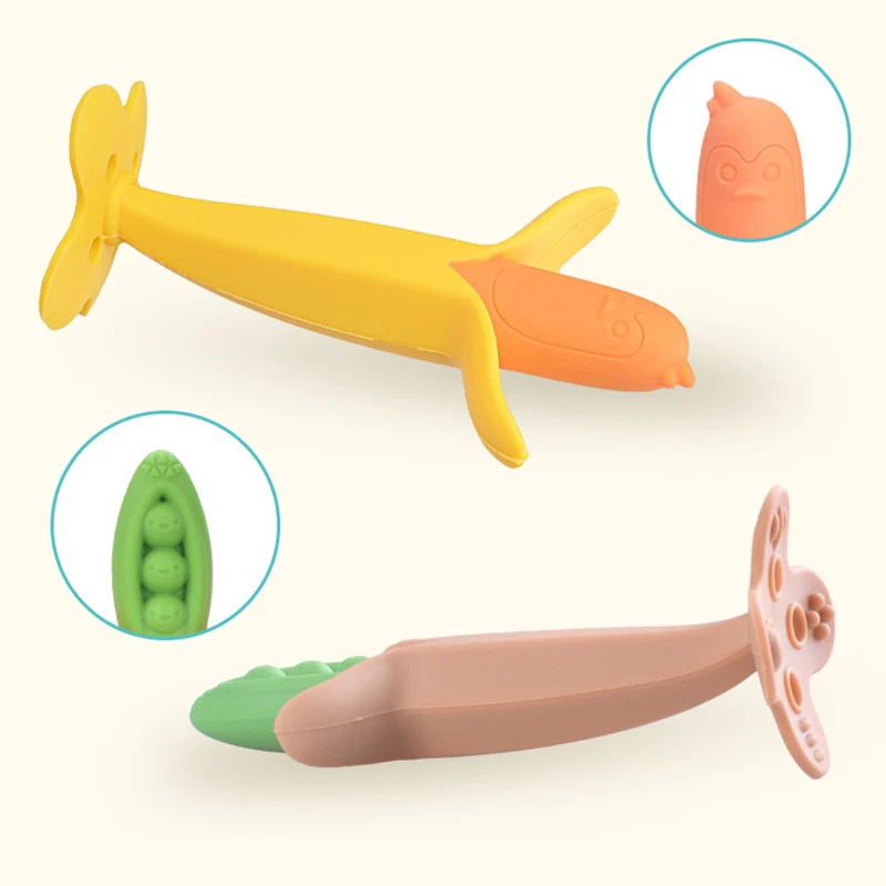 Детские Силиконовые Прорезыватели для зубов, пищевая форма, DIY, фруктовый мультфильм, 3C сертификация, экологически безопасные игрушки для новорожденных, жевательные прорезыватели