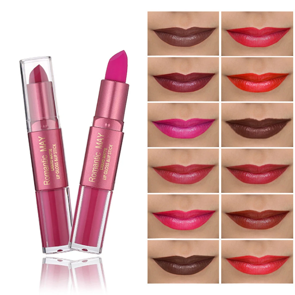 

12 Colors Smooth Lipsticks Makeup Matte Moisturizing Shimmer Waterproof Long Lasting Lips Stick Gloss Cosmetics Set lipstick