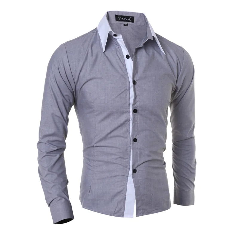 2017 осенняя одежда новый стиль простой белый воротник для мужчин Slim Fit Повседневная рубашка с длинными рукавами международная торговля