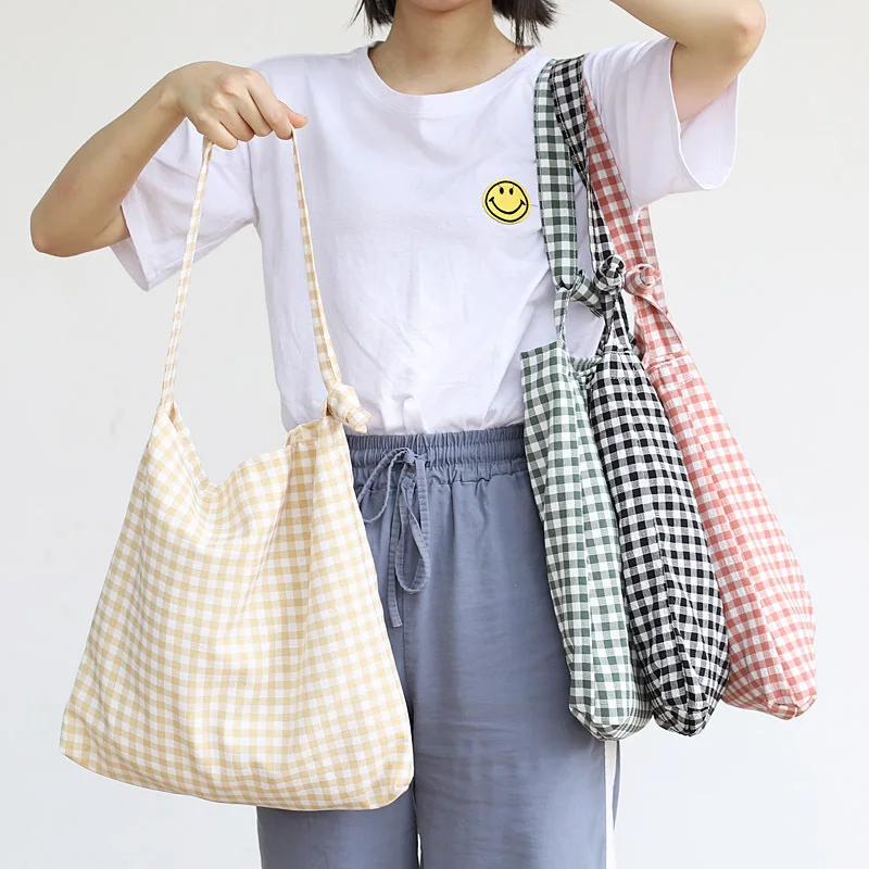 Японская Корейская простая клетчатая Холщовая Сумка универсальная художественная и художественная MORI СЕРИЯ сумка на одно плечо для женщин Повседневная хипстерская La