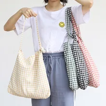 Японская Корейская простая клетчатая Холщовая Сумка универсальная художественная и художественная MORI СЕРИЯ сумка на одно плечо для женщин Повседневная хипстерская La